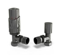 Uk Radiators Thermostatic Radiator Valve Set Trv Angled With Lockshield 8mm - Modern Style Black Nickel Talus Bold