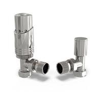 Uk Radiators Thermostatic Radiator Valve Set Trv Angled With Lockshield 8mm - Modern Style Chrome Talus Bold