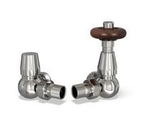 Uk Radiators Thermostatic Radiator Valve Set Trv Corner With Lockshield 15mm - Traditional Style Chrome Stirling Bold