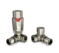 Uk Radiators Thermostatic Radiator Valve Set Trv Corner With Lockshield 8mm - Modern Style Silver Nickel Stirling Bold