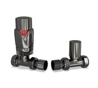 Uk Radiators Thermostatic Radiator Valve Set Trv Straight With Lockshield 10mm - Modern Style Black Nickel Stirling Bold