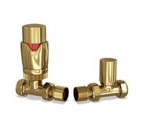 Uk Radiators Thermostatic Radiator Valve Set Trv Straight With Lockshield 8mm - Modern Style Polished Brass Stirling Bold