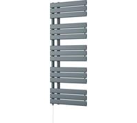 Uk Radiators Tristan Anthracite Standard Heated Towel Rail Flat Tube Bathroom Radiator 600W - (H) 1292 X (W) 500mm