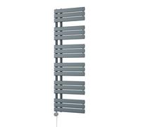 Uk Radiators Tristan Anthracite Thermostatic Heated Towel Rail Flat Tube Bathroom Radiator 700W - (H) 1564 X (W) 500mm