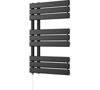 Uk Radiators Tristan Black Standard Heated Towel Rail Flat Tube Bathroom Radiator 400W - (H) 816 X (W) 500mm