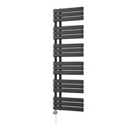 Uk Radiators Tristan Black Thermostatic Heated Towel Rail Flat Tube Bathroom Radiator 700W - (H) 1564 X (W) 500mm