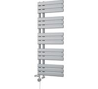 Uk Radiators Tristan Flat Tube Thermostatic Dual Fuel Heated Bathroom Towel Rail Silver Btu1928 - (H) 1292 X (W) 500mm