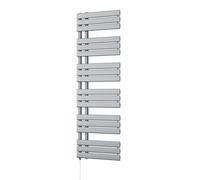 Uk Radiators Tristan Silver Standard Heated Towel Rail Flat Tube Bathroom Radiator 700W - (H) 1564 X (W) 500mm