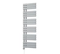 Uk Radiators Tristan Silver Thermostatic Heated Towel Rail Flat Tube Bathroom Radiator 700W - (H) 1564 X (W) 500mm
