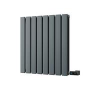 Uk Radiators Typhoon Anthracite Flat Tube Horizontal Steel Smart Oil-Free Radiator 500W - (H) 600 X (W) 544mm