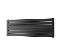 Uk Radiators Typhoon Axis Black Flat Tube Horizontal Steel Designer Radiator Btu2924 857W - (H) 408 X (W) 1200mm