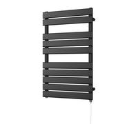 Uk Radiators Typhoon Black Standard Heated Towel Rail Flat Tube Bathroom Radiator 400W - (H) 816 X (W) 500mm
