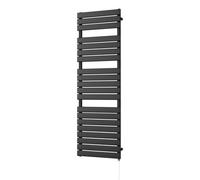 Uk Radiators Typhoon Black Standard Heated Towel Rail Flat Tube Bathroom Radiator 800W - (H) 1564 X (W) 500mm