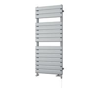 Uk Radiators Typhoon Flat Tube Standard Dual Fuel Heated Bathroom Towel Rail Silver Btu2102 - (H) 1156 X (W) 500mm