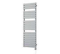 Uk Radiators Typhoon Silver Thermostatic Heated Towel Rail Flat Tube Bathroom Radiator 800W - (H) 1564 X (W) 500mm