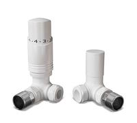 UK Radiators White Thermostatic Radiator Valve 10mm Corner Lockshield Valve in White Color and Gloss Finish - Classy and Modern Design 1/2" x 10mm Corner Radiator Valve