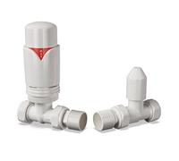 UK Radiators White Thermostatic Radiator Valve and Straight Lockshield - Gloss White Finish - Classy and Modern Design 1/2" x 15mm Straight Radiator TRV