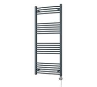 Uk Radiators Zennor Anthracite Thermostatic Heated Towel Rail Curved Ladder Bathroom Radiator 700W - (H) 1400 X (W) 600mm
