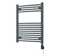Uk Radiators Zennor Anthracite Thermostatic Heated Towel Rail Curved Ladder Wifi Bathroom Radiator 400W - (H) 800 X (W) 600mm