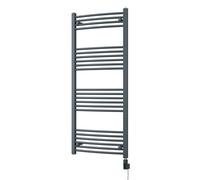 Uk Radiators Zennor Anthracite Thermostatic Heated Towel Rail Curved Ladder Wifi Bathroom Radiator 700W - (H) 1400 X (W) 600mm