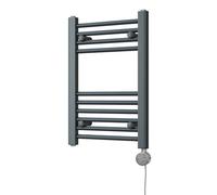 Uk Radiators Zennor Anthracite Thermostatic Heated Towel Rail Straight Ladder Bathroom Radiator 200W - (H) 600 X (W) 400mm