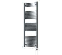 Uk Radiators Zennor Anthracite Thermostatic Heated Towel Rail Straight Ladder Bathroom Radiator 900W - (H) 1800 X (W) 600mm