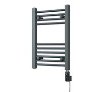 Uk Radiators Zennor Anthracite Thermostatic Heated Towel Rail Straight Ladder Wifi Bathroom Radiator 200W - (H) 600 X (W) 400mm