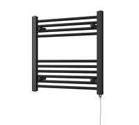 Uk Radiators Zennor Black Standard Heated Towel Rail Straight Ladder Bathroom Radiator 300W - (H) 600 X (W) 600mm
