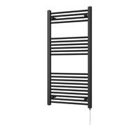 Uk Radiators Zennor Black Standard Heated Towel Rail Straight Ladder Bathroom Radiator 600W - (H) 1200 X (W) 600mm