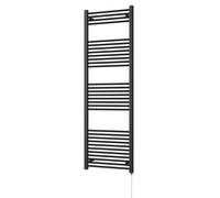 Uk Radiators Zennor Black Standard Heated Towel Rail Straight Ladder Bathroom Radiator 900W - (H) 1800 X (W) 600mm