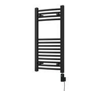 Uk Radiators Zennor Black Thermostatic Heated Towel Rail Curved Ladder Wifi Bathroom Radiator 300W - (H) 800 X (W) 400mm
