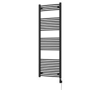 Uk Radiators Zennor Black Thermostatic Heated Towel Rail Curved Ladder Wifi Bathroom Radiator 900W - (H) 1800 X (W) 600mm