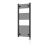 Uk Radiators Zennor Black Thermostatic Heated Towel Rail Straight Ladder Bathroom Radiator 500W - (H) 1200 X (W) 500mm