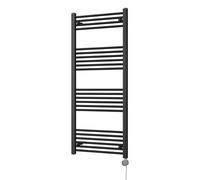Uk Radiators Zennor Black Thermostatic Heated Towel Rail Straight Ladder Bathroom Radiator 700W - (H) 1400 X (W) 600mm