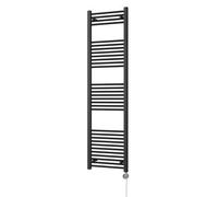Uk Radiators Zennor Black Thermostatic Heated Towel Rail Straight Ladder Bathroom Radiator 700W - (H) 1800 X (W) 500mm