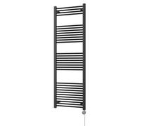 Uk Radiators Zennor Black Thermostatic Heated Towel Rail Straight Ladder Bathroom Radiator 900W - (H) 1800 X (W) 600mm