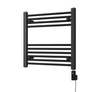 Uk Radiators Zennor Black Thermostatic Heated Towel Rail Straight Ladder Wifi Bathroom Radiator 300W - (H) 600 X (W) 600mm