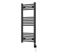 Uk Radiators Zennor Black Thermostatic Heated Towel Rail Straight Ladder Wifi Bathroom Radiator 300W - (H) 1000 X (W) 400mm