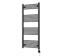 Uk Radiators Zennor Black Thermostatic Heated Towel Rail Straight Ladder Wifi Bathroom Radiator 700W - (H) 1400 X (W) 600mm