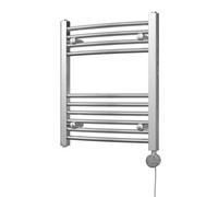Uk Radiators Zennor Chrome Thermostatic Heated Towel Rail Curved Ladder Bathroom Radiator 200W - (H) 600 X (W) 500mm