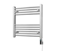 Uk Radiators Zennor Chrome Thermostatic Heated Towel Rail Curved Ladder Wifi Bathroom Radiator 200W - (H) 600 X (W) 600mm