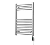 Uk Radiators Zennor Chrome Thermostatic Heated Towel Rail Curved Ladder Wifi Bathroom Radiator 200W - (H) 800 X (W) 500mm