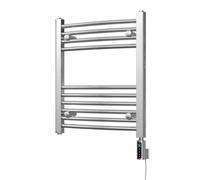 Uk Radiators Zennor Chrome Thermostatic Heated Towel Rail Curved Ladder Wifi Bathroom Radiator 200W - (H) 600 X (W) 500mm