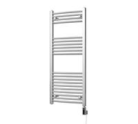 Uk Radiators Zennor Chrome Thermostatic Heated Towel Rail Curved Ladder Wifi Bathroom Radiator 300W - (H) 1200 X (W) 500mm