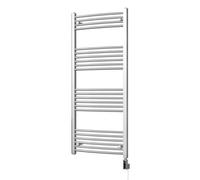 Uk Radiators Zennor Chrome Thermostatic Heated Towel Rail Curved Ladder Wifi Bathroom Radiator 400W - (H) 1400 X (W) 600mm