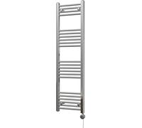 Uk Radiators Zennor Chrome Thermostatic Heated Towel Rail Straight Ladder Bathroom Radiator 300W - (H) 1400 X (W) 400mm