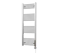 Uk Radiators Zennor Chrome Thermostatic Heated Towel Rail Straight Ladder Bathroom Radiator 400W - (H) 1400 X (W) 500mm