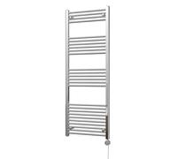 Uk Radiators Zennor Chrome Thermostatic Heated Towel Rail Straight Ladder Bathroom Radiator 500W - (H) 1600 X (W) 600mm
