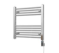 Uk Radiators Zennor Chrome Thermostatic Heated Towel Rail Straight Ladder Wifi Bathroom Radiator 200W - (H) 600 X (W) 600mm
