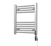 Uk Radiators Zennor Chrome Thermostatic Heated Towel Rail Straight Ladder Wifi Bathroom Radiator 200W - (H) 600 X (W) 500mm